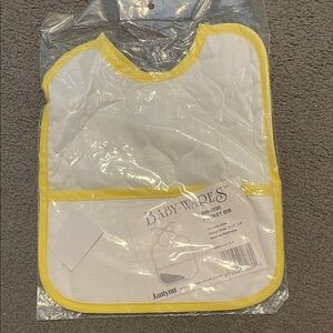 Janlynn Pocket Cross Stitch Vintage Baby Bib with Yellow Trim 14 count